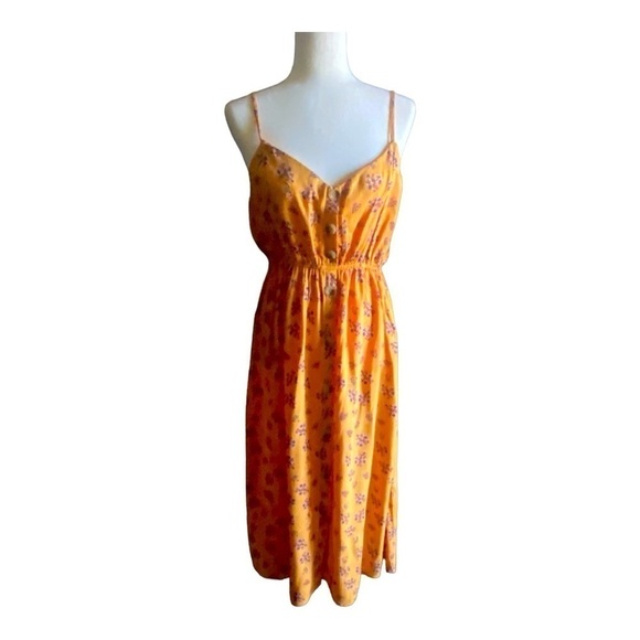 BLUSH-ORANGE FLORAL MIDI DRESS-SIZE XL - Picture 1 of 9